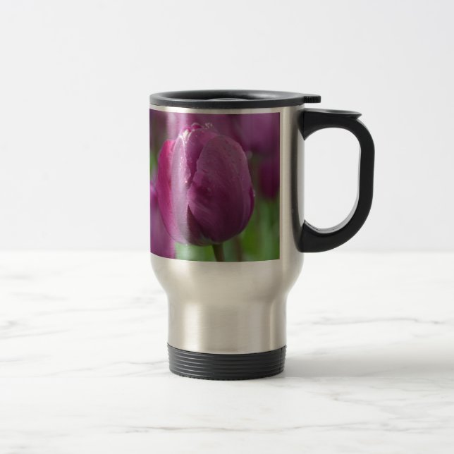 Caneca Térmica Tulipa Roxa com gotas de água (Direita)