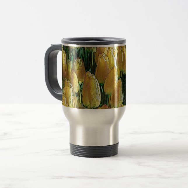 Caneca Térmica Tulipas Amarelas Sunshine (Frente Esquerda)