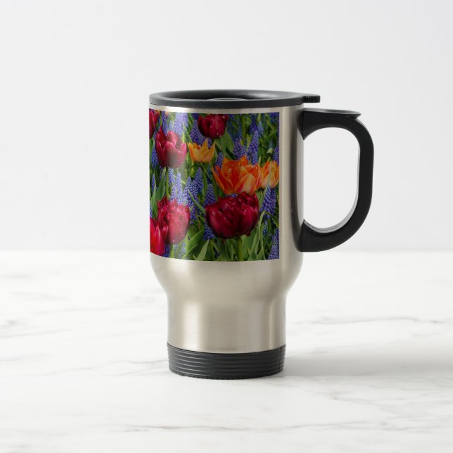 Caneca Térmica Tulipas vermelhas e alaranjadas (Direita)
