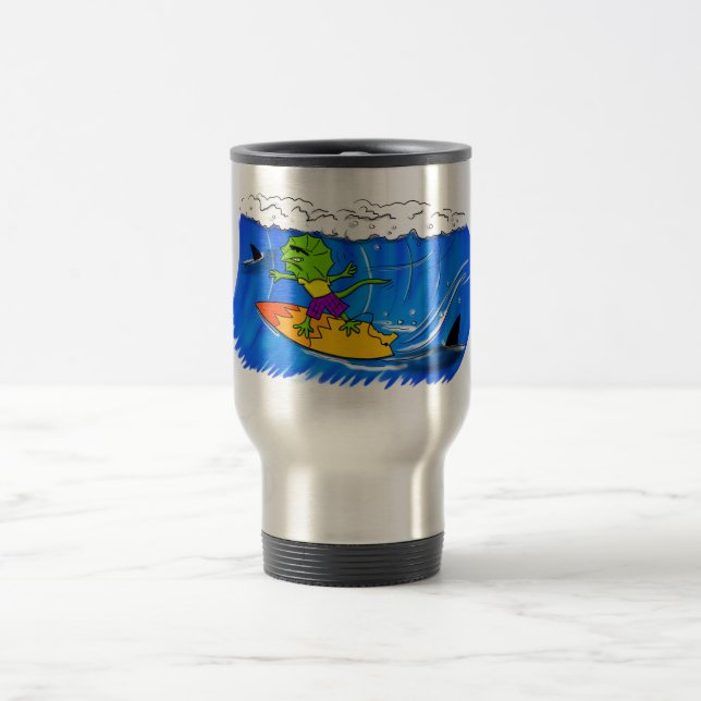 Caneca Térmica Um desenho animado de lagarto-do-pescoço (Centro)