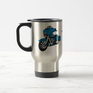 Caneca Térmica Um desenho animado de moto azul e bonito