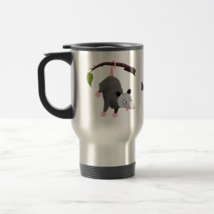 Caneca Térmica Um gambá engraçado bonito pendurado na banda desen