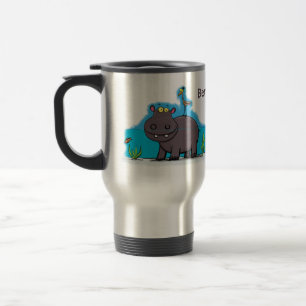 Caneca Térmica Um hipopótamo engraçado bonito com desenhos anim