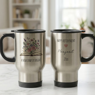 Caneca Térmica Um Novo Capítulo Começa Presente Floral de Aposent