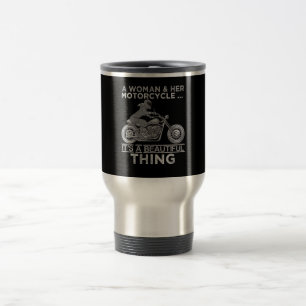 Caneca Térmica Uma Mulher E Seu Presente De Arte De Moto Para Bik