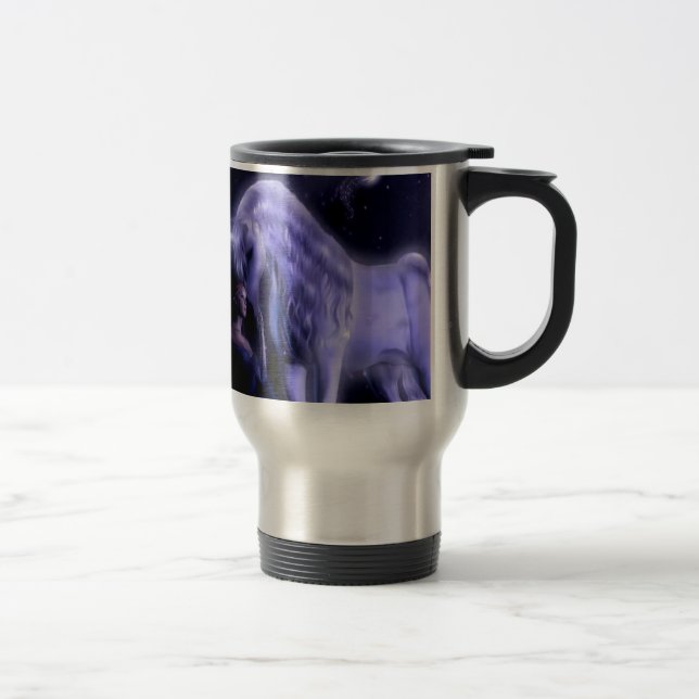 Caneca Térmica Unicórnio abstrato da fada de Puple da fantasia (Direita)
