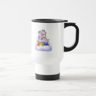 Caneca Térmica Unicórnio em arco-íris Comendo um Cupcake