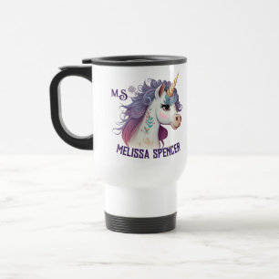 Caneca Térmica Unicórnio Mágico Roxo-Púrpura, Bonito, De Meninas