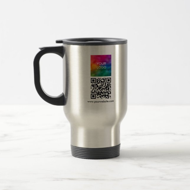 Caneca Térmica Upload Logo Here Custom QR Code Modern Elegant (Esquerda)