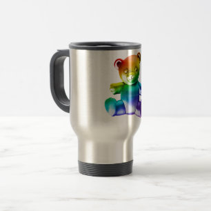 Caneca Térmica Urso arco-íris com metal escovado do SlipperyJoe