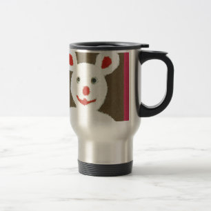 Caneca Térmica Urso Branco com Nariz Vermelho, Boca e Ouvidos (Pa