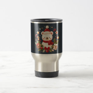 Caneca Térmica Urso de Natal/Inverno em coroa
