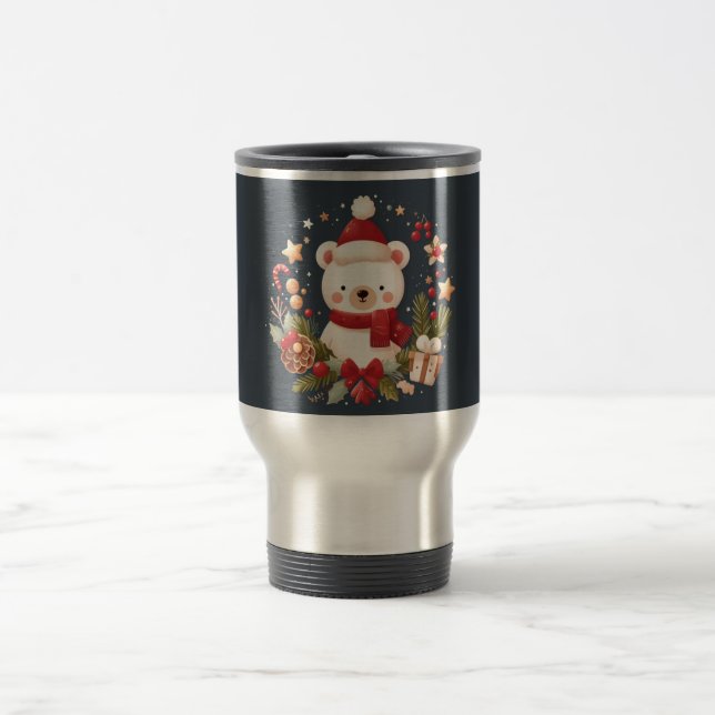 Caneca Térmica Urso de Natal/Inverno em coroa (Centro)