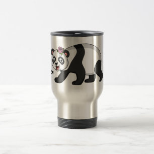 Caneca Térmica Urso panda bonito e feliz com desenho animado