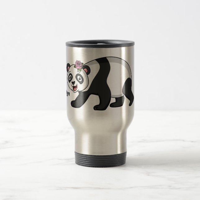 Caneca Térmica Urso panda bonito e feliz com desenho animado (Centro)