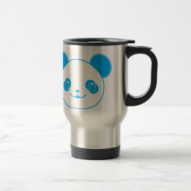 Caneca Térmica Urso Panda de Kawaii Azul (Direita)