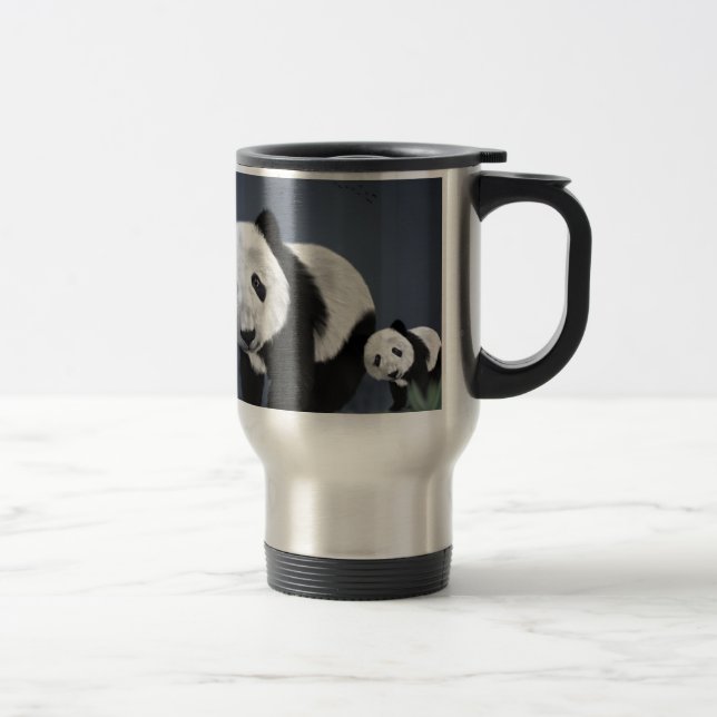 Caneca Térmica urso panda fofo animal preto branco doce (Direita)