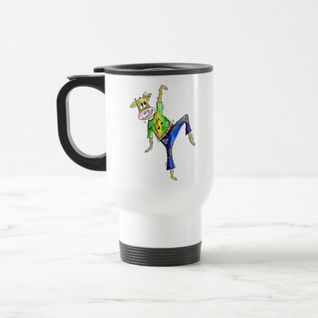 Caneca Térmica Vaca branca dançante (Esquerda)