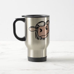 Caneca Térmica vaca de desenho animado preto branco rosa beijo ci