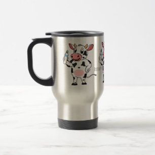 Caneca Térmica Vaca feliz com cartum de mamadeira