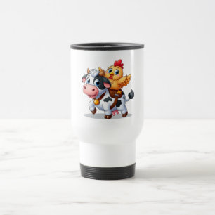 Caneca Térmica vaca/galinha de desenho animado