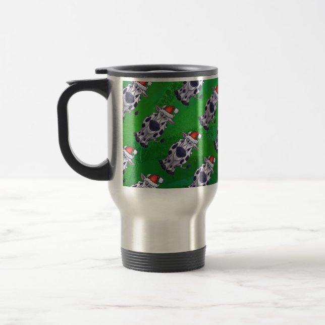 Caneca Térmica Vaca Natal Em Verde (Esquerda)