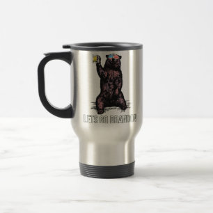 Caneca Térmica vamos brandade urso bebendo cerveja usa bandeira