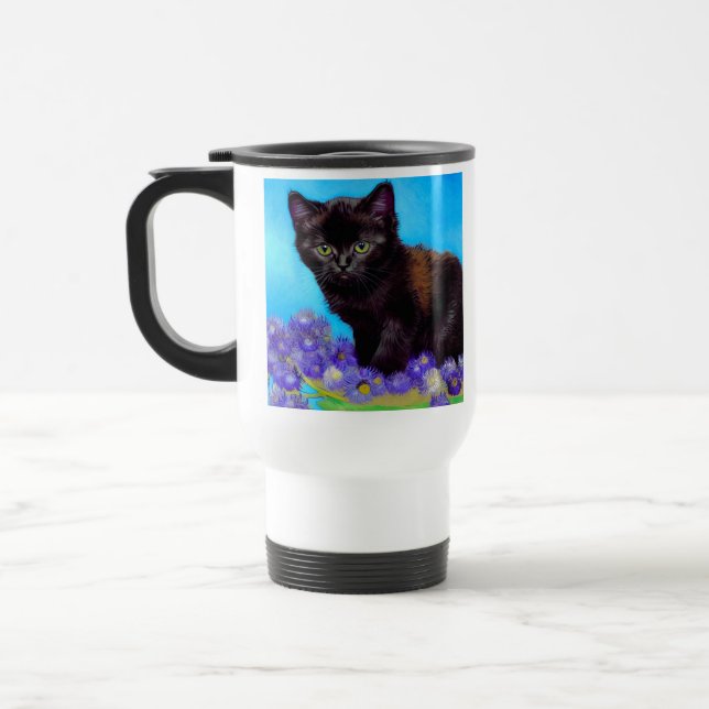 Caneca Térmica Van Gogh Cat e Flores (Esquerda)
