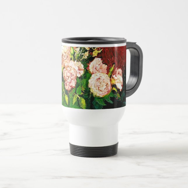 Caneca Térmica Van Gogh Peonies e Rosas (Frente Esquerda)