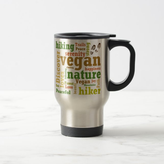 Caneca Térmica Vegan Hiker Caminhando Nuvem de Palavras (Direita)