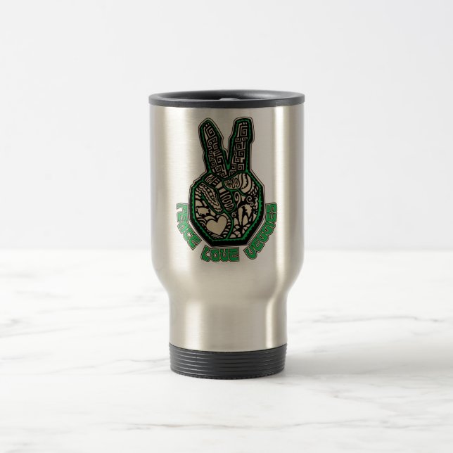 Caneca Térmica Vegetarianos do amor da paz (Centro)