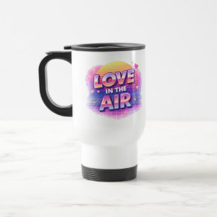 Caneca Térmica Vela de Amor Retro dos Anos 80 no Ar do Dia dos Na