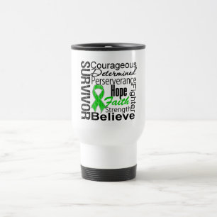 Caneca Térmica Verde da colagem do sobrevivente do câncer de rim