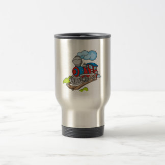 Caneca Térmica Vermelho e camiseta e presentes azuis do trem
