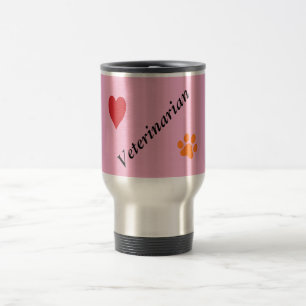 Caneca Térmica Veterinário - impressão de pata laranja e coração