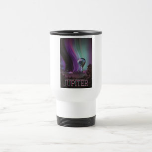 Caneca Térmica Viagem a Júpiter de Balão de Ar Quente sob as Luze