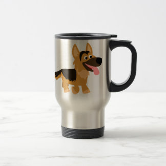 Caneca Térmica Viagem ao trabalho de German shepherd de cartoon e