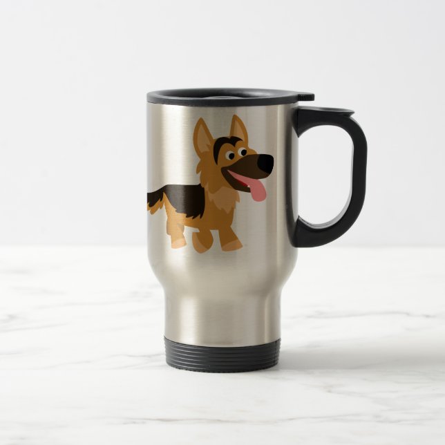 Caneca Térmica Viagem ao trabalho de German shepherd de cartoon e (Direita)
