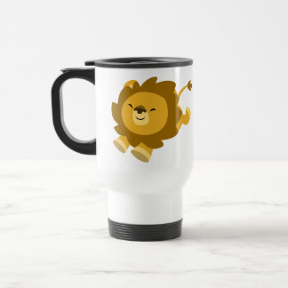 Caneca Térmica Viagem ao trabalho De Leão De Cartoon Ecstático Cu