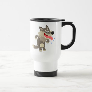 Caneca Térmica Viagem ao trabalho de Lobo de Caricatura Famosa