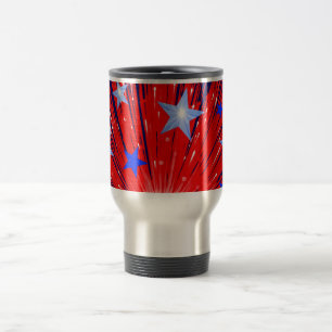 Caneca Térmica Viagem azul branco vermelho do