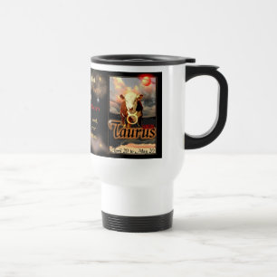 Caneca Térmica Viagem branco do zodíaco do Taurus