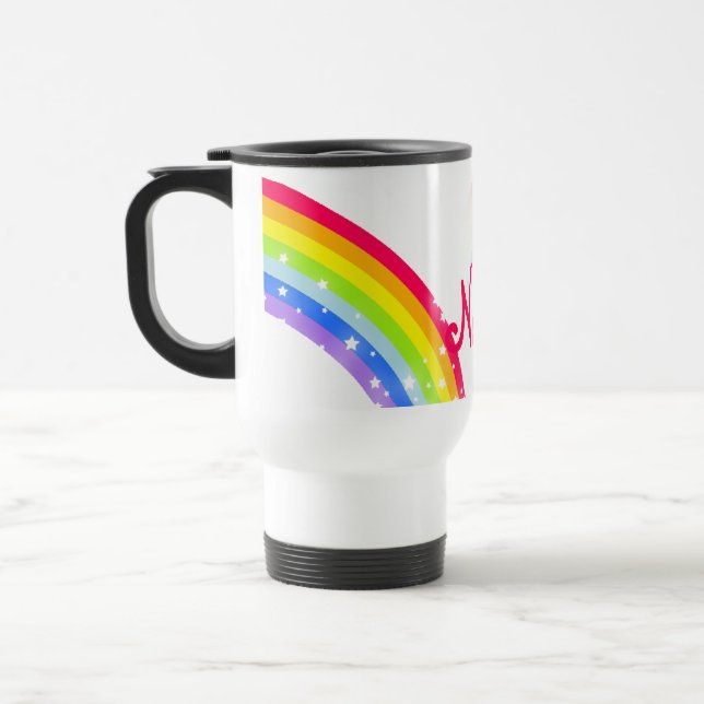 Caneca Térmica Viagem de nome abreviado personalizado do arco-íri (Esquerda)