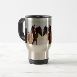 Caneca Térmica Viagem dos cavalos da praia/caneca da viagem ao