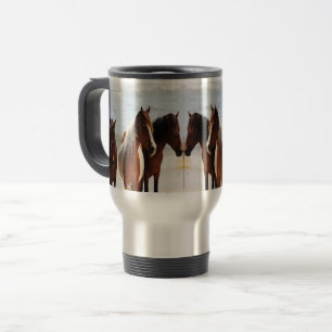 Caneca Térmica Viagem dos cavalos da praia/caneca da viagem ao