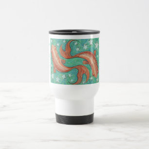 Caneca Térmica Viagem dos peixes do zodíaco/caneca da viagem ao