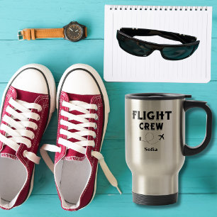 Caneca Térmica Viagem Equipe de Voo Avião Voando Férias Modernas