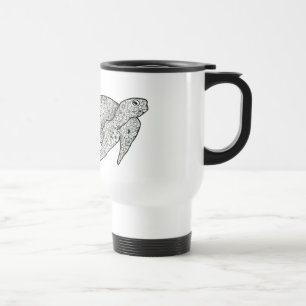 Caneca Térmica Viagem floral artística original da tartaruga de