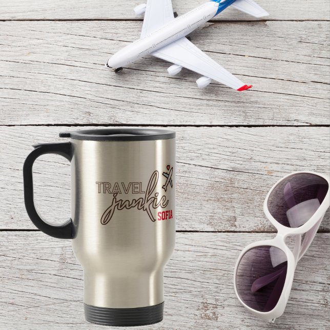 Caneca Térmica Viagem Junkie Airplane Minimalista Personalizado (Criador carregado)