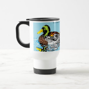 Caneca Térmica Viagem/Viagem ao trabalho, 15 oz: Patos em um Pond